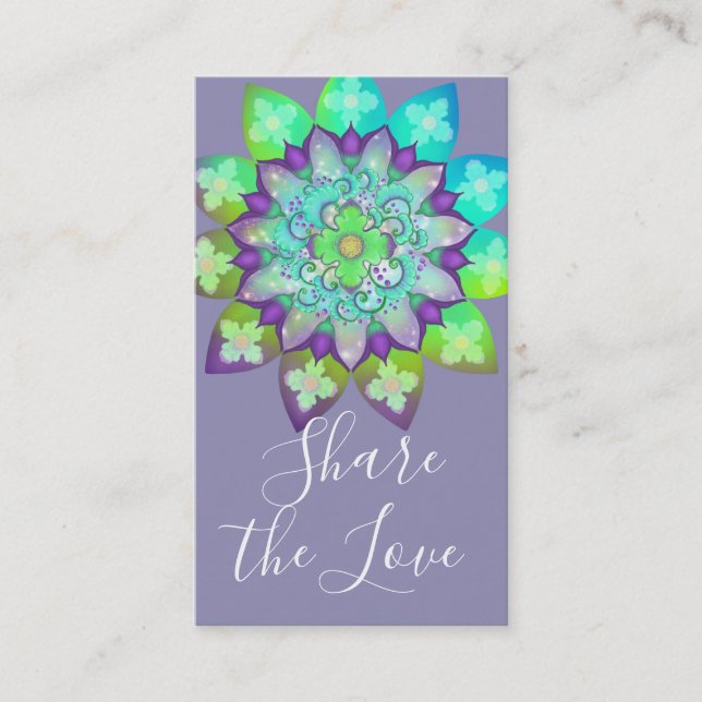 Meditation  Flower Mandala in Purple Referral Business Card (Front)