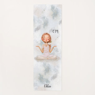 Meditation Girl Blonde Hair Personalized Yoga Mat