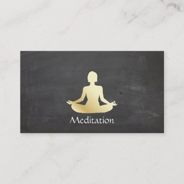 Meditation (gold) Chalkboard background Business Card (Front)