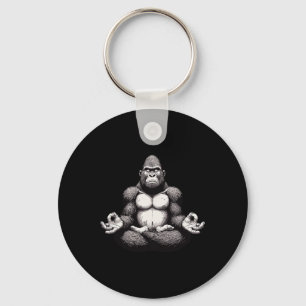 Meditation Gorilla Yoga Pose Relaxing Animal Keychain