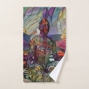 Meditation in lotus pose hand towel