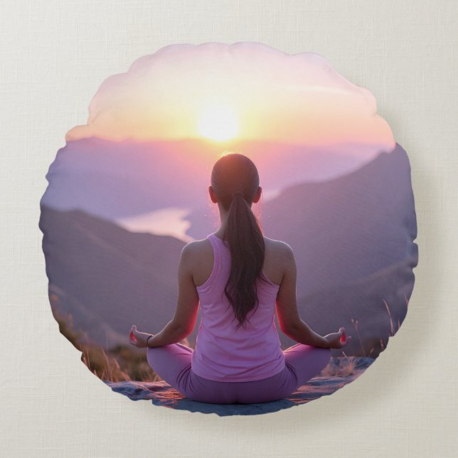 Meditation - Inner Balance - Yoga Round Pillow (Front)