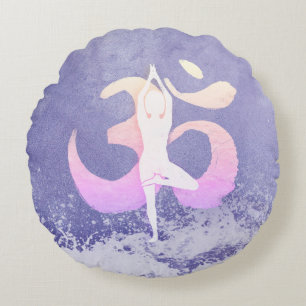 Meditation Instructor Yoga Pose Om Sign Round Pillow
