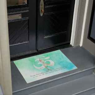 Meditation Instructor Yoga Pose Om Symbol Welcome Doormat