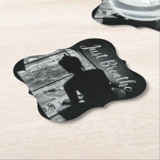 Meditation Just Breathe Yoga Paper Coaster