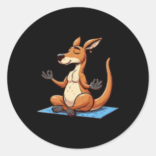 Meditation Kangaroo Yoga Pose Relaxing Animal Classic Round Sticker