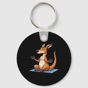 Meditation Kangaroo Yoga Pose Relaxing Animal Keychain
