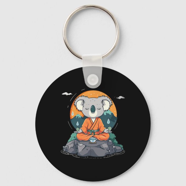 Meditation Koala Mountain Zen Buddha Buddhist Hind Keychain (Front)