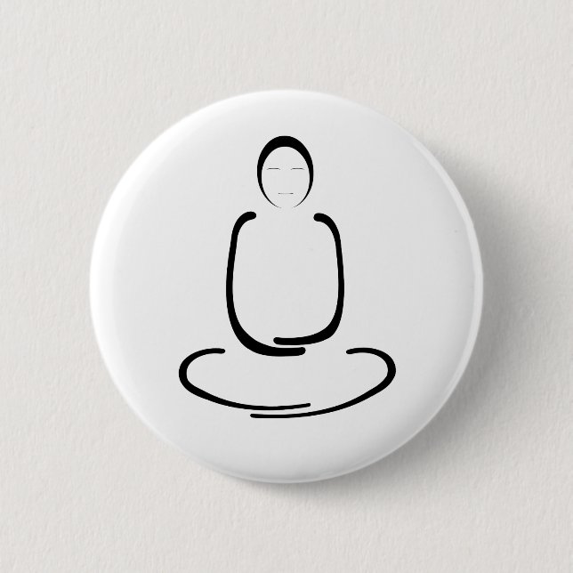 Meditation Man Black 2 Inch Round Button (Front)
