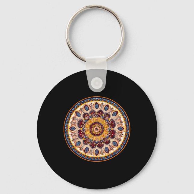 Meditation Mandala Circular Spiritual Yoga Pattern Keychain (Front)