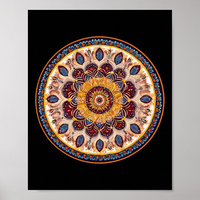 Meditation Mandala Circular Spiritual Yoga Pattern Poster (Front)