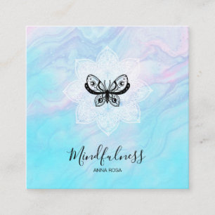 *~* Meditation Mindfulness Mandala Yoga Butterfly  Square Business Card
