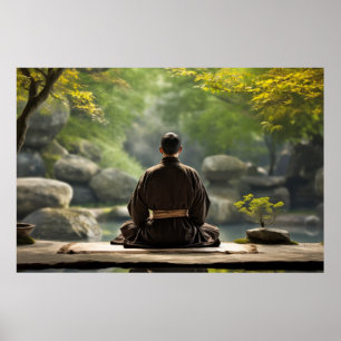 Meditation Monk Tranquil Peaceful Nature Poster