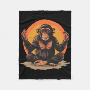 Meditation Monkey Spiritual Yoga Zen Buddha Hindu Fleece Blanket