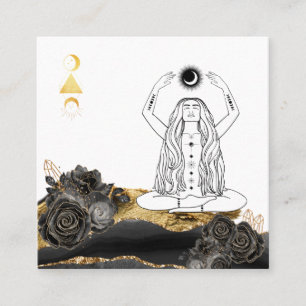 *~* Meditation Moon Luna Rose Boho Goddess Yoga Square Business Card