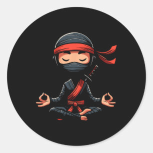 Meditation Ninja Yoga Pose Relaxing Animal Classic Round Sticker