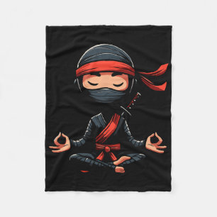 Meditation Ninja Yoga Pose Relaxing Animal Fleece Blanket