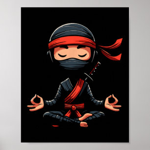 Meditation Ninja Yoga Pose Relaxing Animal  Poster