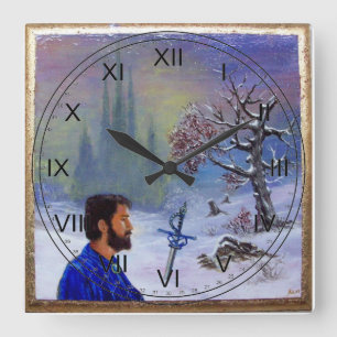 MEDITATION OF A KNIGHT SQUARE WALL CLOCK