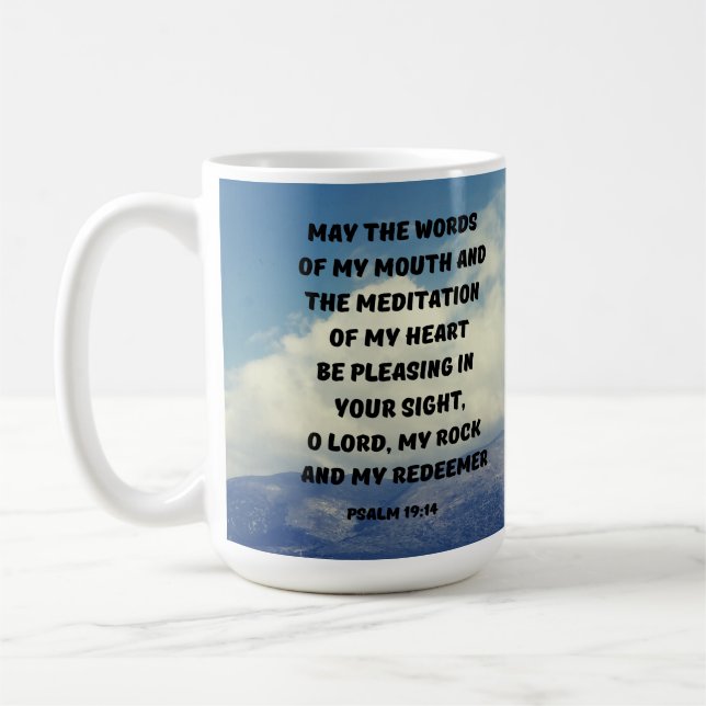 Meditation Of My Heart Psalm 19:14 Bible Verse Coffee Mug (Left)