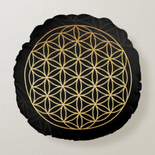 Meditation pillow Flower of life gold