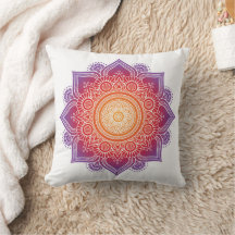 Meditation pillow warm colour mandala