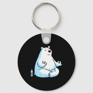 Meditation Polar Bear Yoga Pose Relaxing Animal _1 Keychain