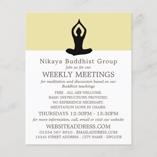 Meditation Pose, Buddhist Group Advertising Flyer (Front)