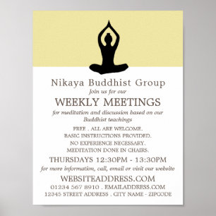 Meditation Pose, Buddhist Group Advertising Poster