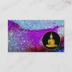 *~* Meditation Rainbow Universe Glitter Buddha Business Card