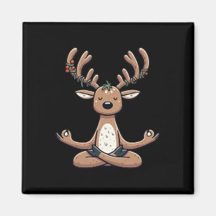 Meditation Reindeer Yoga Pose Relaxing Animal  Magnet