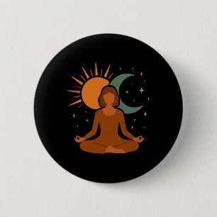 Meditation Sun Moon Yoga Spiritual Self Care Desig 2 Inch Round Button