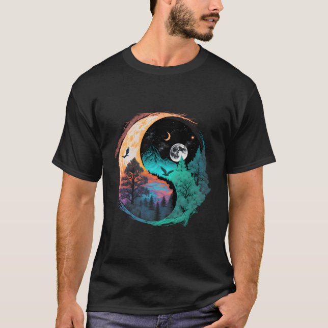 Meditation Taoism Yin Yang Symbol On Nature Taijit T-Shirt (Front)