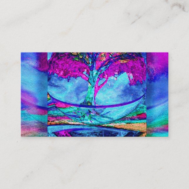 Meditation Tree of Life in Purple Business Card (Front)
