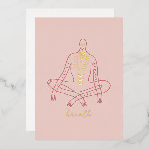 Meditation yoga breath and relax foil holiday card
