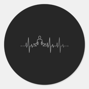 Meditation Yoga Heartbeat Word Yoga Lover Teacher Classic Round Sticker