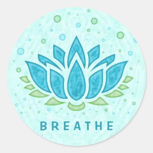 Meditation Yoga Lotus Flower Zen | Text Template Classic Round Sticker (Front)
