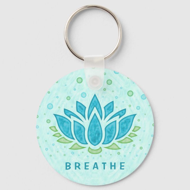 Meditation Yoga Lotus Flower Zen | Text Template Keychain (Front)