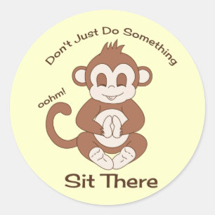 Meditation Yoga Monkey Classic Round Sticker