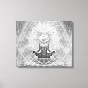 ""MEDITATION" Yoga Pose MINIMALIST Silver Grey Canvas Print