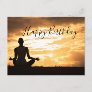 Méditation Yoga silhouette Bonne carte d'anniversa