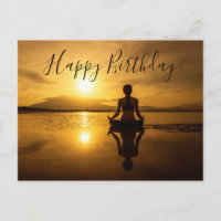 Meditation Yoga silhouette Happy Birthday Card