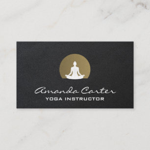 Meditation Yoga Sitting Leather Background Business Card