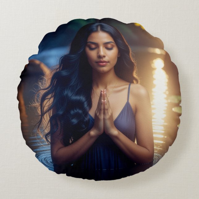 MEDITATION - YOGA - WELLNESS - CARPE DIEM ROUND PILLOW (Front)
