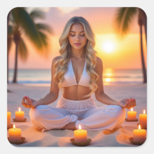 MEDITATION - YOGA - WELLNESS - CARPE DIEM SQUARE STICKER