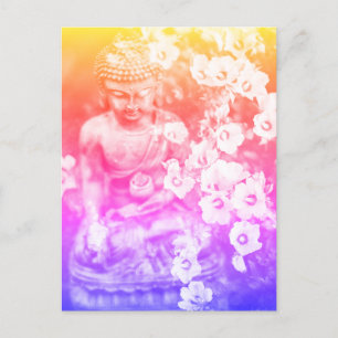 *~* Meditation Zen Buddha Meditate Floral Bold Postcard