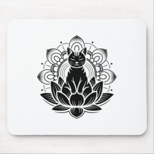 Meditative Cat Lotus Flower Yoga Spirituality Tee  Mouse Pad