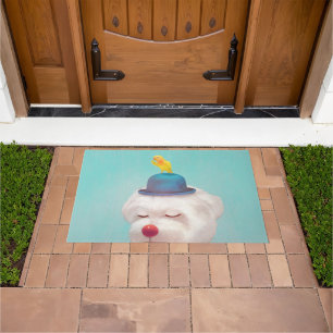 Meditative Clown Dog Portrait Doormat