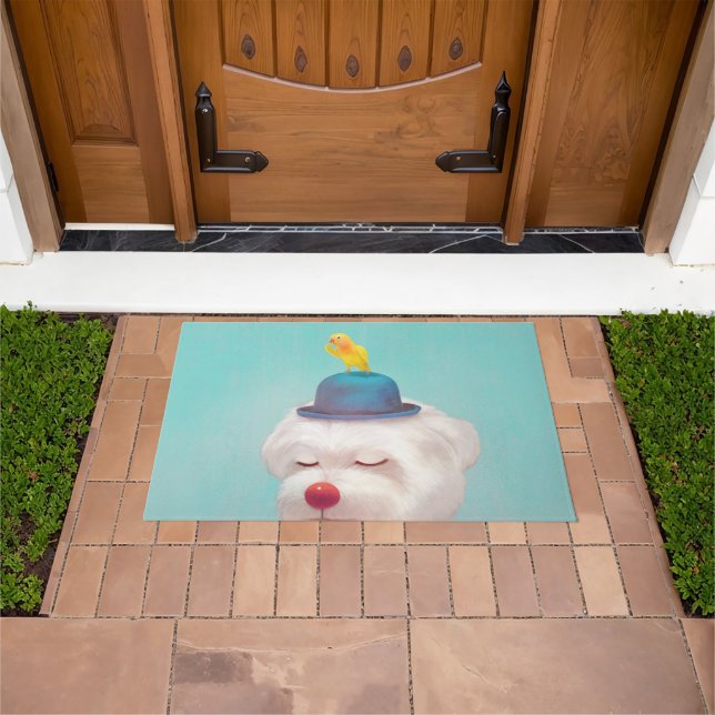 Meditative Clown Dog Portrait Doormat (Outdoor)