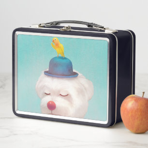Meditative Clown Dog Portrait Metal Lunch Box